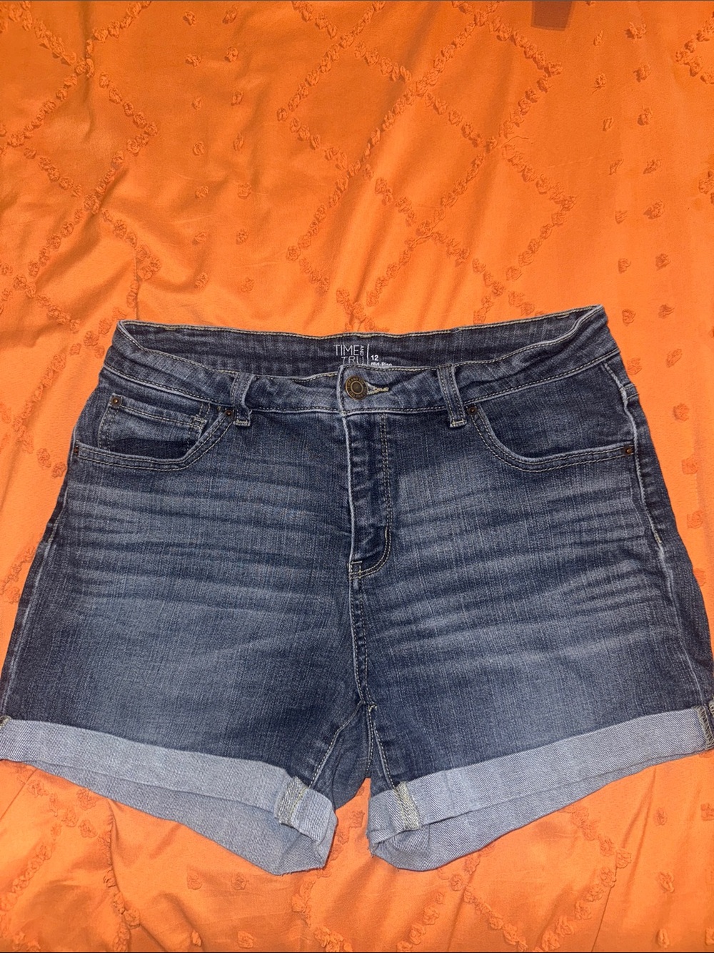 Time and Tru Women's Blue Rolled Cuff Denim Shorts